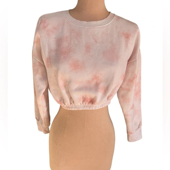 Forever 21 Pink Tie Dye Cropped Sweatshirt Pullover Size Medium - Picture 1 of 5